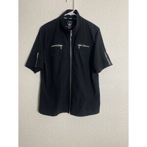 CHICO'S ZENERGY Black Gray Animal Lining Full Zip Golf Active Shirt Jacket SZ 2